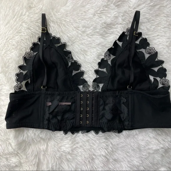 VS Unlined Floral Embroidered Long Line Bralette L - Picture 6 of 12